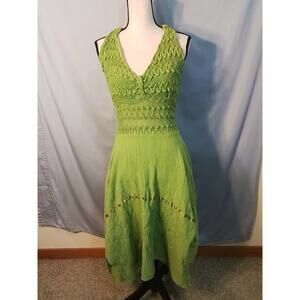 Deep green halter top dress